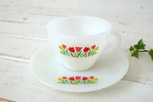 Fire King ファイヤーキング チューリップ 60's ヴィンテージ カップ&ソーサー 食器