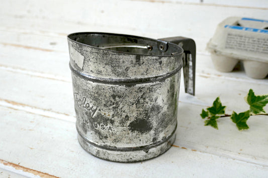 Foley シャビー ティン製 ヴィンテージ フラワーシフター 粉ふるい キッチン用品 アメリカ