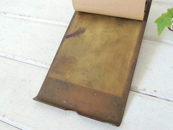 1910〜1920's 繊細 花柄 真鍮製 アンティーク・オールド OLD メモホルダー バインダー USA