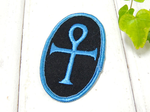 【青い十字架・クロス】ヴィンテージ・刺繍ワッペン・デッドストック・ファッション