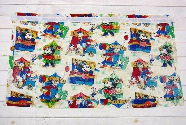 【OLDミッキーマウス】ミッキー&フレンズ・お祭り柄・ヴィンテージ・カーテン/生地/ファブリック