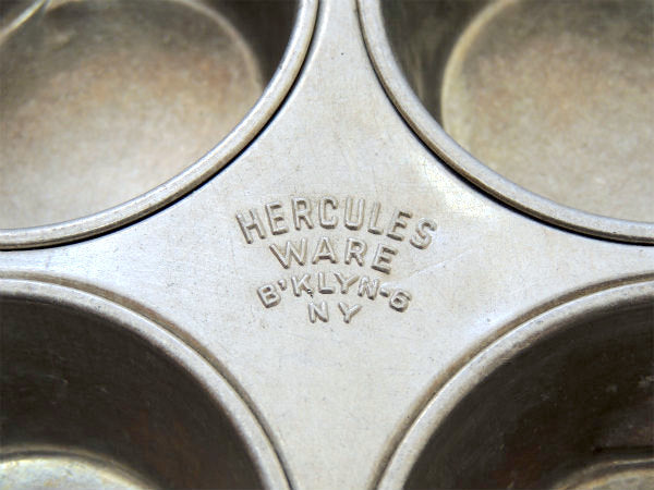 【Hercules Ware】NY・アルミ製・ヴィンテージ・マフィンモールド・菓子型・6穴 USA