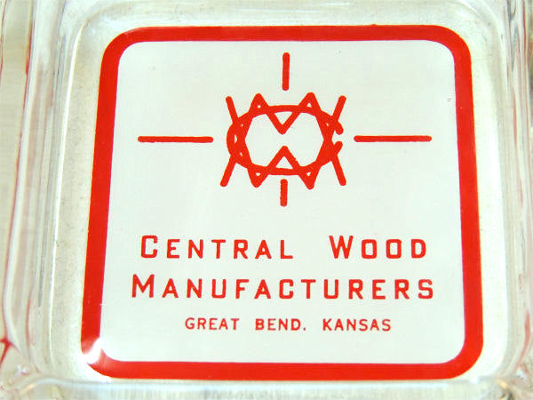 カンザス州・グレート・ベンド アドバタイジング・ガラス製・四角・ヴィンテージ・灰皿・アシュトレイ USA