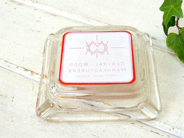 カンザス州・グレート・ベンド アドバタイジング・ガラス製・四角・ヴィンテージ・灰皿・アシュトレイ USA