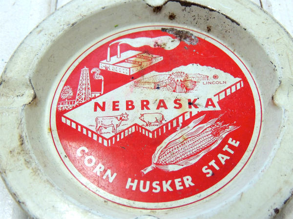 【ネブラスカ州・USA】牛&豚・ティン製・アドバタイジング・ヴィンテージ・灰皿