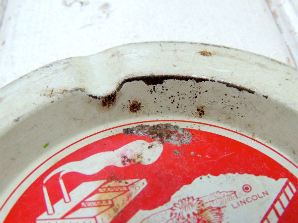 【ネブラスカ州・USA】牛&豚・ティン製・アドバタイジング・ヴィンテージ・灰皿