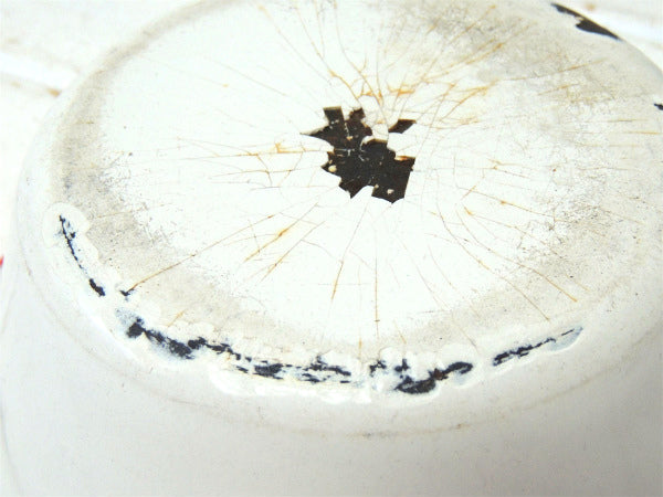 ホワイト×レッド シャビー ホーロー製 アンティーク ボウル 琺瑯 ホーローボウル USA