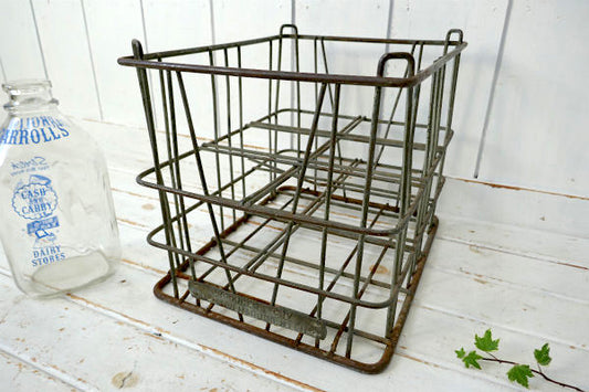 Producers Creamery シャビー ヴィンテージ USA ミルクボトルケース キャリーケースミルククレート 仕切り ケース US