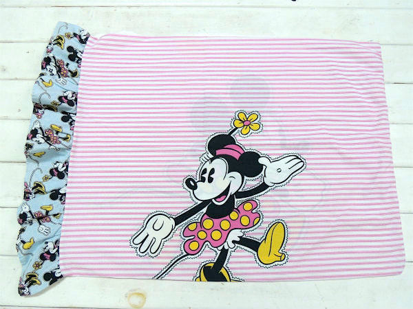 ミニーマウス 可愛いフリル付き・ヴィンテージ・ピロケース 枕カバー USA