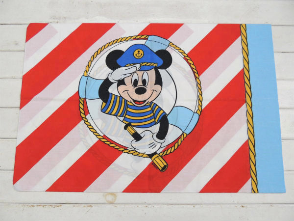 【ミッキーマウス】船長&マリン柄・ヴィンテージ・ピロケース/枕カバー USA