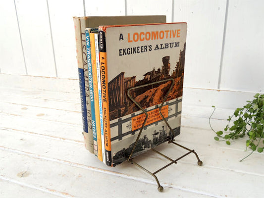 ミッドセンチュリー 折畳みスライド式 脚付き ヴィンテージ ブックスタンド ブックエンド 本立て