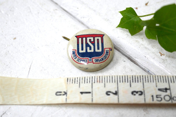 1941's・USO・米国軍隊・ヴィンテージ・ミリタリー・USA・缶バッジ・第二次世界大戦