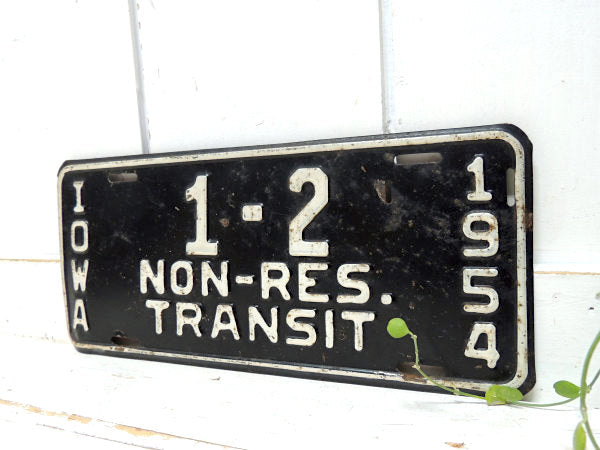 【IOWA】1-2 NON-RES.TRANSIT・1954年・ビンテージ・ナンバープレート・USA
