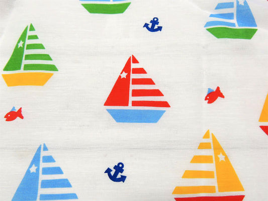 ヨット イカリ マリン柄 デッドストック ヴィンテージ ファブリック 生地 テキスタイル USA