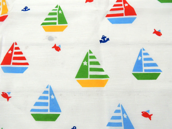 ヨット イカリ マリン柄 デッドストック ヴィンテージ ファブリック 生地 テキスタイル USA