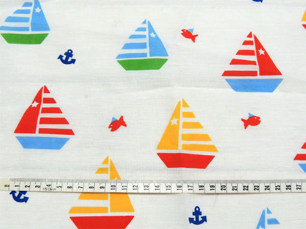 ヨット イカリ マリン柄 デッドストック ヴィンテージ ファブリック 生地 テキスタイル USA