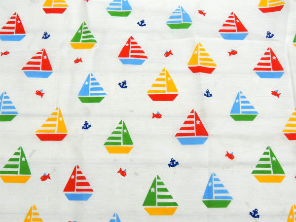 ヨット イカリ マリン柄 デッドストック ヴィンテージ ファブリック 生地 テキスタイル USA