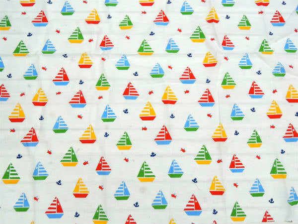 ヨット イカリ マリン柄 デッドストック ヴィンテージ ファブリック 生地 テキスタイル USA