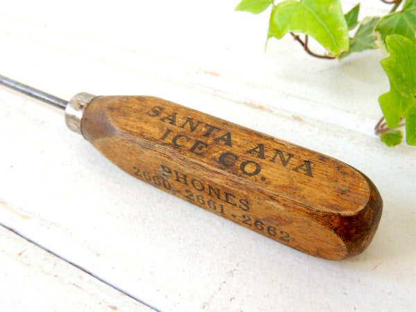 【SANTA ANA アイス】木製ハンドル・ヴィンテージ・アイスピック・USA・アドバタイジング
