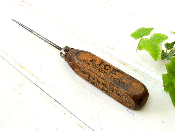 【SANTA ANA アイス】木製ハンドル・ヴィンテージ・アイスピック・USA・アドバタイジング