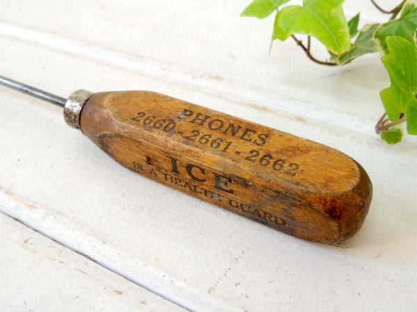 【SANTA ANA アイス】木製ハンドル・ヴィンテージ・アイスピック・USA・アドバタイジング