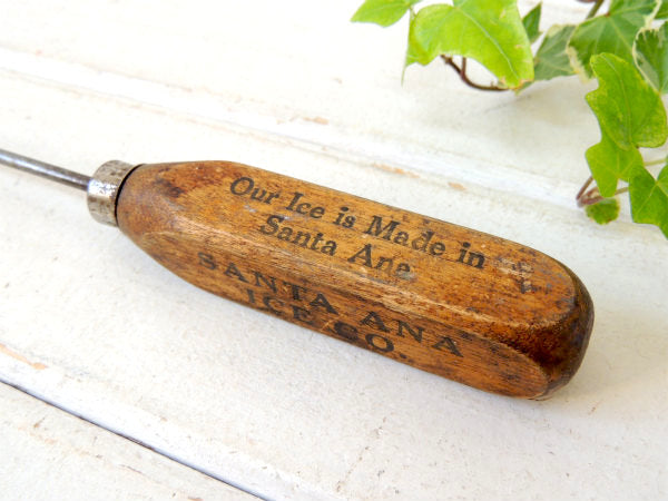 【SANTA ANA アイス】木製ハンドル・ヴィンテージ・アイスピック・USA・アドバタイジング