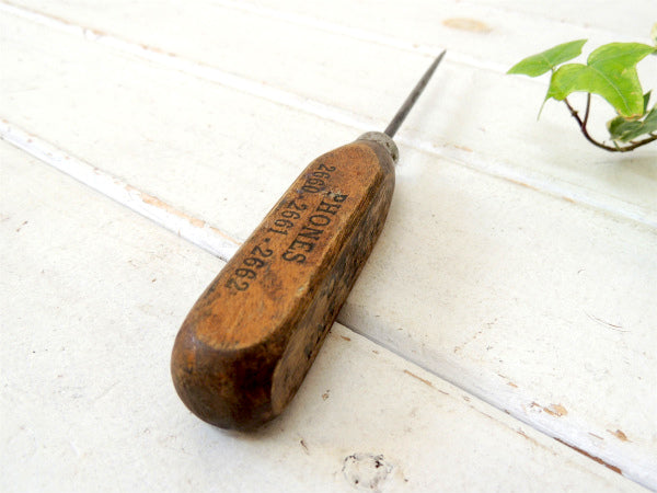 【SANTA ANA アイス】木製ハンドル・ヴィンテージ・アイスピック・USA・アドバタイジング