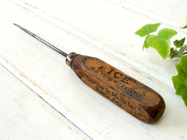 【SANTA ANA アイス】木製ハンドル・ヴィンテージ・アイスピック・USA・アドバタイジング