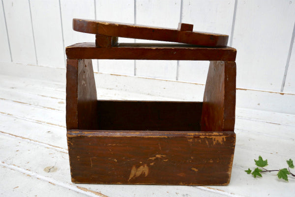 USA 木製 ビンテージ 靴磨き ボックス 道具入れ シューケアボックス OLD ツールケース