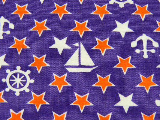 ヨット イカリ 星 舵 マリン柄 デッドストック ヴィンテージ ファブリック 生地 テキスタイル USA