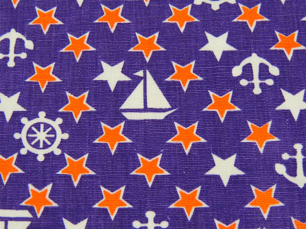 ヨット イカリ 星 舵 マリン柄 デッドストック ヴィンテージ ファブリック 生地 テキスタイル USA