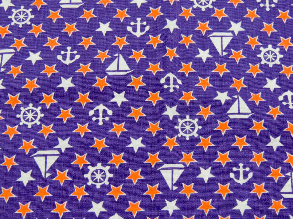ヨット イカリ 星 舵 マリン柄 デッドストック ヴィンテージ ファブリック 生地 テキスタイル USA