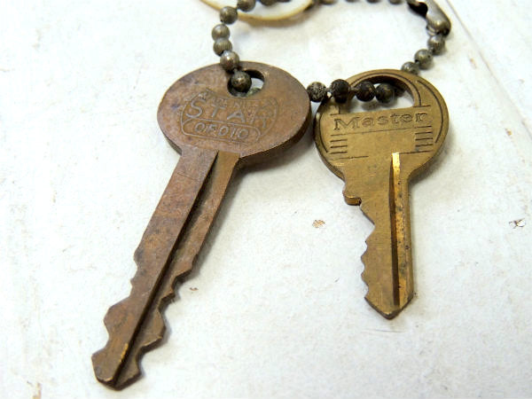 エッソ・ESSO・ガソリン アドバタイジング・ビンテージ・キーホルダー・真鍮製・鍵2本付き