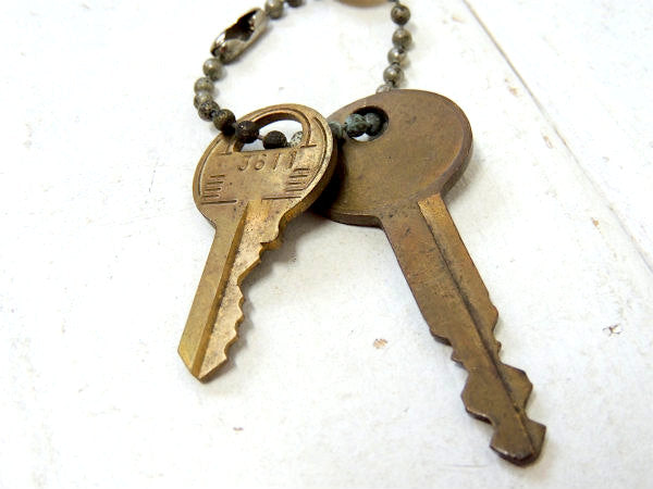 エッソ・ESSO・ガソリン アドバタイジング・ビンテージ・キーホルダー・真鍮製・鍵2本付き