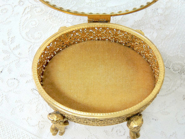 4人の天使・ベベルガラス・ゴールドトーン・アンティーク・ジュエリーボックス・ジュエリーケース・宝石箱