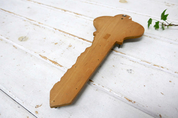 鍵モチーフ・ヤシの木&フラミンゴ柄・木製・ヴィンテージ・キーフック・鍵フック・壁飾り・ウォールデコ