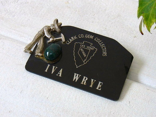 ラスベガス・ストーン付き・ブローチ ヴィンテージ・ネームプレート・名札・バッジ・USA