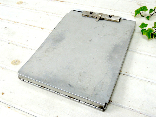 【SAUNDERS・工業系】アルミ製・書類ケース付き・ビンテージ・バインダー・クリップボード/USA