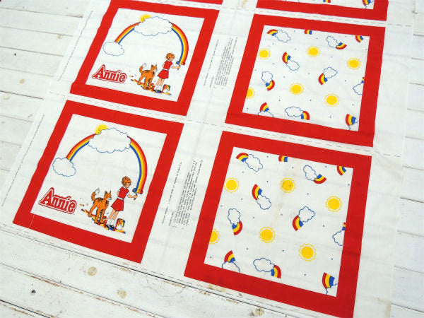 【ANNIE】アニー&サンディ・レインボー柄・クッション・ヴィンテージ・パネル生地/ファブリック