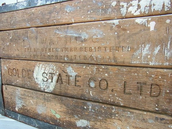 【GOLDEN STATE CO】白いペンキ付き・ヴィンテージ・ウッドボックス/木箱/ガレージ