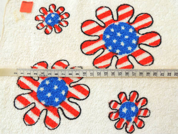 フラワー&星条旗・CANNON社・デッドストック・70's・ヴィンテージ・ハンドタオル・コットン
