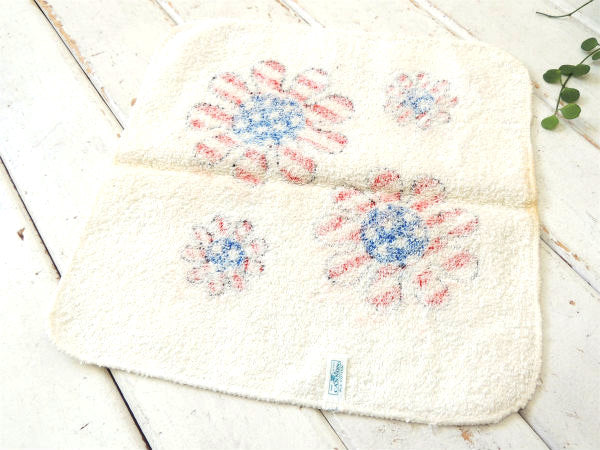 フラワー&星条旗・CANNON社・デッドストック・70's・ヴィンテージ・ハンドタオル・コットン