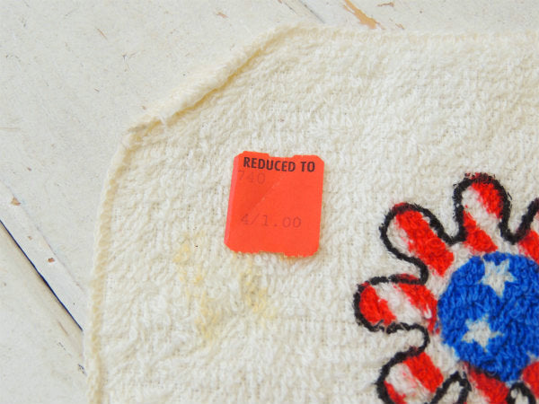 フラワー&星条旗・CANNON社・デッドストック・70's・ヴィンテージ・ハンドタオル・コットン