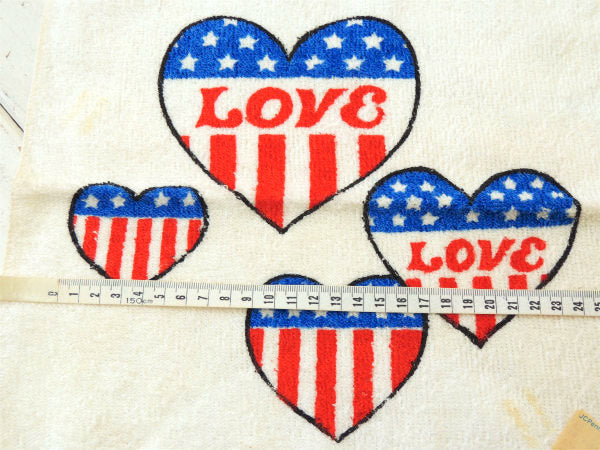 LOVE 星条旗&ハート柄・デッドストック・70's・ヴィンテージ・ハンドタオル・ヒッピースタイル