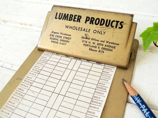 【LUMBER PRODUCTS】ゴールド色・メタル製・ヴィンテージ・クリップボード/バインダー