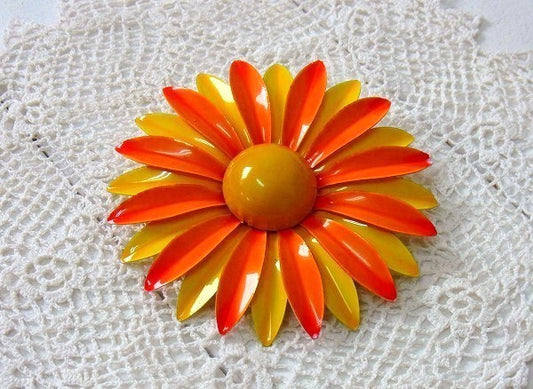 レトロなフラワーモチーフ・デッドストック・ヴィンテージ・ブローチ スカーフ留め アクセサリー USA