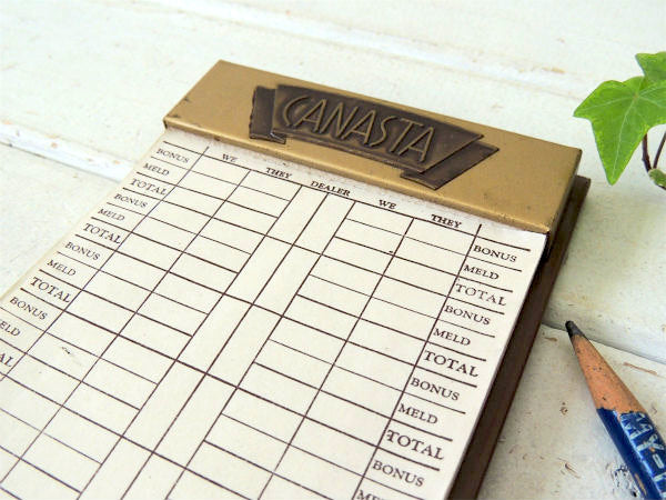 パークシャーマン CANASTA メタル製 ヴィンテージ スコアカードホルダー メモ帳ホルダー