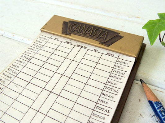パークシャーマン CANASTA メタル製 ヴィンテージ スコアカードホルダー メモ帳ホルダー