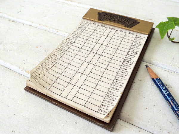 パークシャーマン CANASTA メタル製 ヴィンテージ スコアカードホルダー メモ帳ホルダー