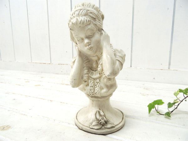 Universal Statuary 1971年・耳に手をあて音色を聞く少女・ビンテージ・人形 オブジェ  置物